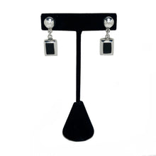 Vintage ONYX Earrings | Chunky Sterling Silver Earrings | 1990s Goth Sterling | Avant Garde Earring | 90s Sterling Vintage Onyx Jewelry