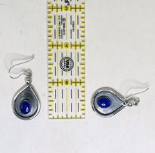 Vintage LAPIS Inlay Earrings | Lapis Lazuli FEATHER Earrings | Sterling Silver Lapis Earrings | 80s Dangle Earrings