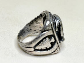 1940s Indian Head Biker Ring 10.5 | STERLING Silver Biker Ring Size 10 1/2 | Antique 40s Sterling Silver | Native American Mens Ring 10.5
