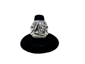 1940s Indian Head Biker Ring 10.5 | STERLING Silver Biker Ring Size 10 1/2 | Antique 40s Sterling Silver | Native American Mens Ring 10.5