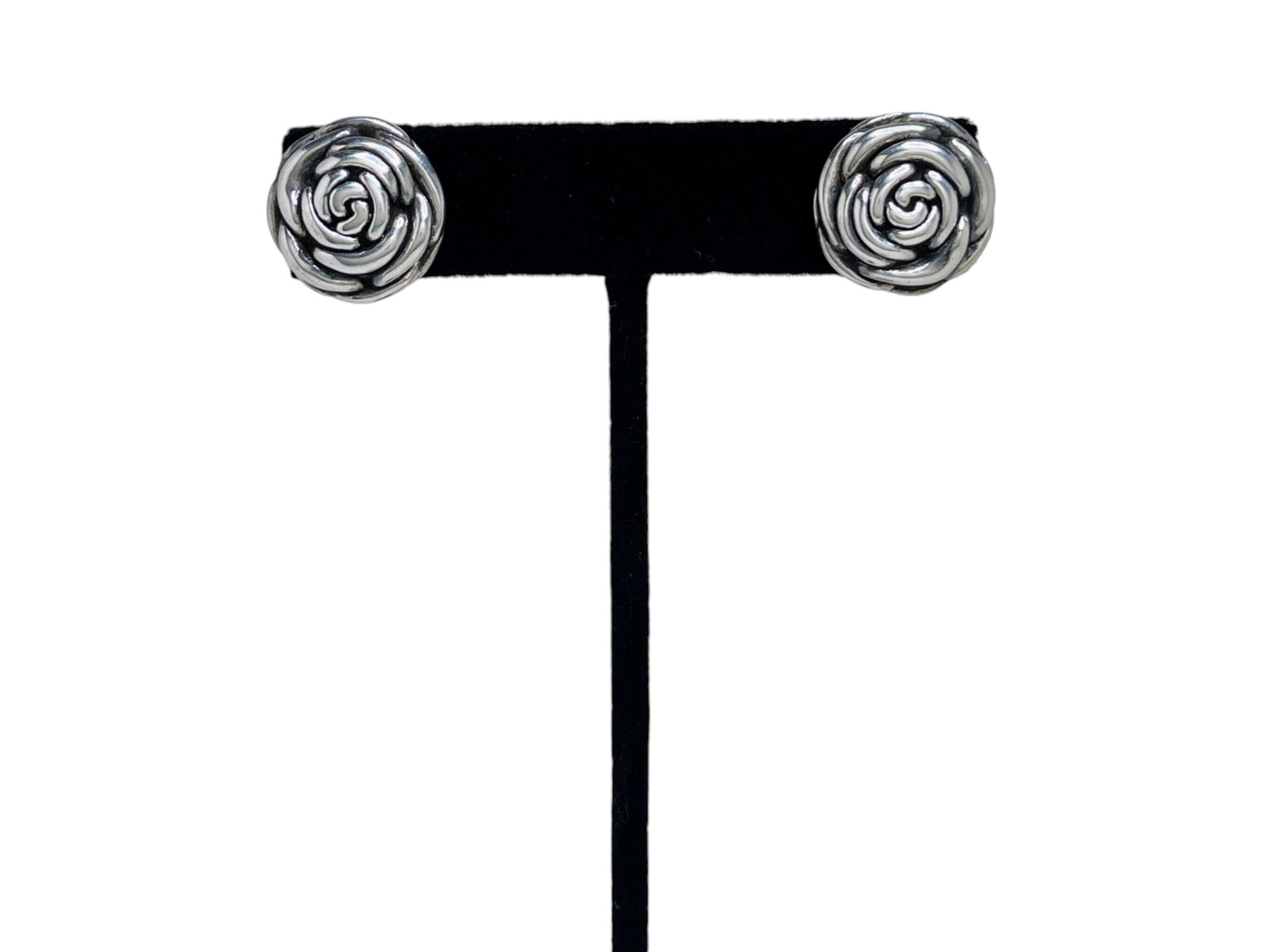 Vintage ROSE Sterling Silver Earring | Beautiful Molded FLOWER Stud Earrings | ELECTROFORM Demure Sterling Silver Earrings | Vintage Silver