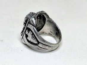 1940s Indian Head Biker Ring 10.5 | STERLING Silver Biker Ring Size 10 1/2 | Antique 40s Sterling Silver | Native American Mens Ring 10.5