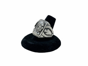 1940s Indian Head Biker Ring 10.5 | STERLING Silver Biker Ring Size 10 1/2 | Antique 40s Sterling Silver | Native American Mens Ring 10.5