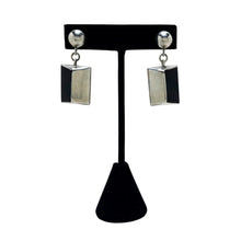 Vintage ONYX Dangle Sterling Earrings | MODERNIST Black Onyx 925 Sterling Silver | Black Onyx Earrings | 90s Modern Minimal Silver Jewelry