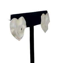 Vintage Sterling HEART Earrings | Crinkle Texture Silver Heart Earrrings | Modern Silver Jewelry | 80s MOD Silver | 1980s ABSTRACT Sterling