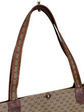 Vintage 1970s GUCCI Tote | Monogrammed 70s GUCCI Large Tote | Leather Trim Gucci Bag