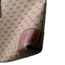 Vintage 1970s GUCCI Tote | Monogrammed 70s GUCCI Large Tote | Leather Trim Gucci Bag