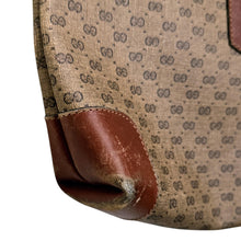 Vintage 1970s GUCCI Tote | Monogrammed 70s GUCCI Large Tote | Leather Trim Gucci Bag