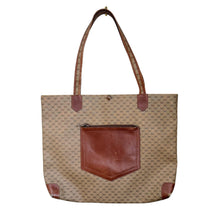 Vintage 1970s GUCCI Tote | Monogrammed 70s GUCCI Large Tote | Leather Trim Gucci Bag