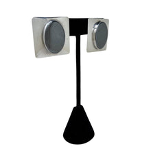 Vintage HEMATITE Native Earrings | NAVAJO Modernist Silver | Signed NEZ Sterling Silver Hematite Earrings | Modern Southwestern Silver