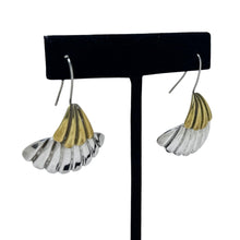 Vintage TAXCO Earrings | STERLING & Brass Shell Earring | 1980s Geometric Statement Earrings | 80s Abstract AVANT Garde Silver Earrings