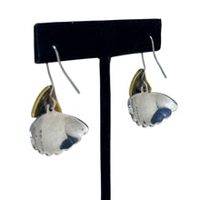 Vintage TAXCO Earrings | STERLING & Brass Shell Earring | 1980s Geometric Statement Earrings | 80s Abstract AVANT Garde Silver Earrings