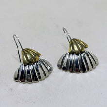 Vintage TAXCO Earrings | STERLING & Brass Shell Earring | 1980s Geometric Statement Earrings | 80s Abstract AVANT Garde Silver Earrings