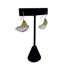 Vintage TAXCO Earrings | STERLING & Brass Shell Earring | 1980s Geometric Statement Earrings | 80s Abstract AVANT Garde Silver Earrings