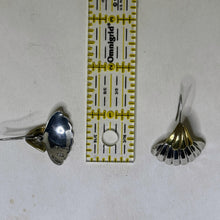 Vintage TAXCO Earrings | STERLING & Brass Shell Earring | 1980s Geometric Statement Earrings | 80s Abstract AVANT Garde Silver Earrings