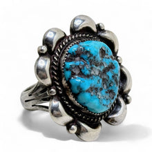 1970s TURQUOISE Ring 9 1/4 | Vintage 70s Native American Jewelry | Turquoise Ring Size 9.25 | Southwestern Ring 9.25 | Vintage Turquoise