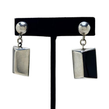 Vintage ONYX Dangle Sterling Earrings | MODERNIST Black Onyx 925 Sterling Silver | Black Onyx Earrings | 90s Modern Minimal Silver Jewelry