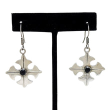 Vintage TAXCO Onyx Earrings | Sterling CROSS Earring | Modernist Silver ONYX Earring | 90s Goth Sterling Jewelry | 1990s Gothic Earrings