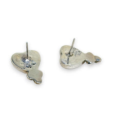 Silver HEART Earrings | TAXCO ONYX Heart Earrings | 80s Onyx Sterling Earrings | 80s Punk Goth | 1980s Silver Onyx Heart Earrings