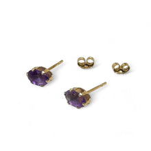 Vintage 14k AMETHYST Gold Studs | Marquis Amethyst GOLD Stud Earring | VINTAGE Prong Amethyst 14 Karat Gold Earring | Vintage Gold Jewelry