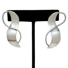 Sterling TAXCO Earrings | Modernist WIRE Ribbon Earrings | 80s Abstract Modern Jewelry | Sterling Silver Earrings | 1980s Mexican Silver