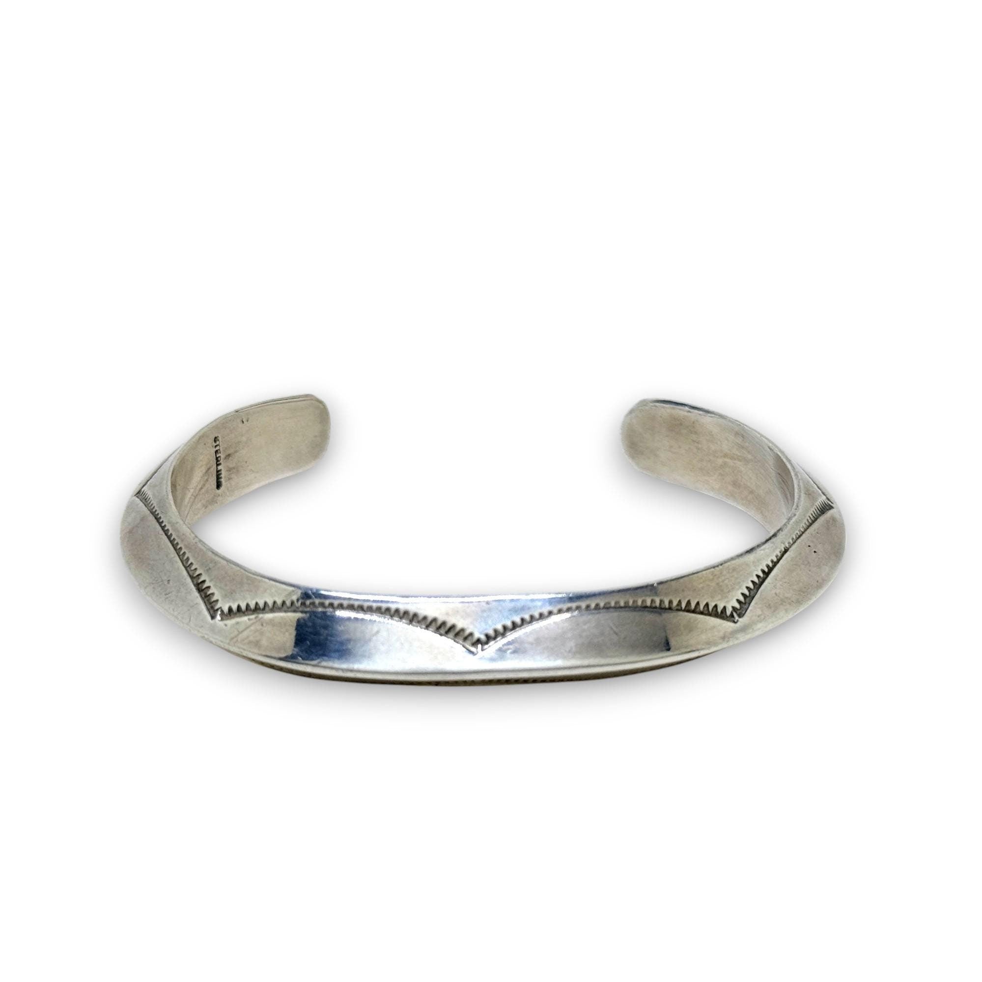 VINTAGE Sterling Cuff 7.5 | Silver Mens Cuff Size 7 1/2 | Native American Jewelry | Vintage 925 Triangular Cuff | Thick Silver Cuff Size 7.5