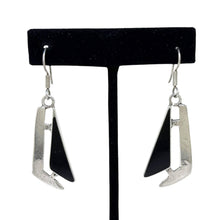 Vintage TAXCO Abstract Sterling Earrings | Black Enamel GEOMETRIC Silver Earring | AVANT Garde Taxco Jewelry | Vintage Futurist Goth