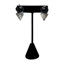 Vintage ONYX Sterling Silver Earring | SIGNED Petrified Wood Earrings | Modern Southwestern Earrings | Exquisite Silver Jewelry