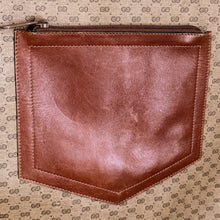 Vintage 1970s GUCCI Tote | Monogrammed 70s GUCCI Large Tote | Leather Trim Gucci Bag