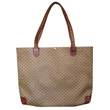 Vintage 1970s GUCCI Tote | Monogrammed 70s GUCCI Large Tote | Leather Trim Gucci Bag