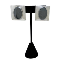 Vintage HEMATITE Native Earrings | NAVAJO Modernist Silver | Signed NEZ Sterling Silver Hematite Earrings | Modern Southwestern Silver