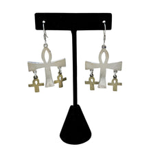 Vintage Sterling ANKH Sterling Earrings | AFRICAN Silver Jewelry | Egyptian Sterling Earrings | Silver & BRASS Large Statement Earring