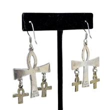Vintage Sterling ANKH Sterling Earrings | AFRICAN Silver Jewelry | Egyptian Sterling Earrings | Silver & BRASS Large Statement Earring
