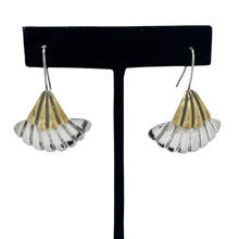 Vintage TAXCO Earrings | STERLING & Brass Shell Earring | 1980s Geometric Statement Earrings | 80s Abstract AVANT Garde Silver Earrings