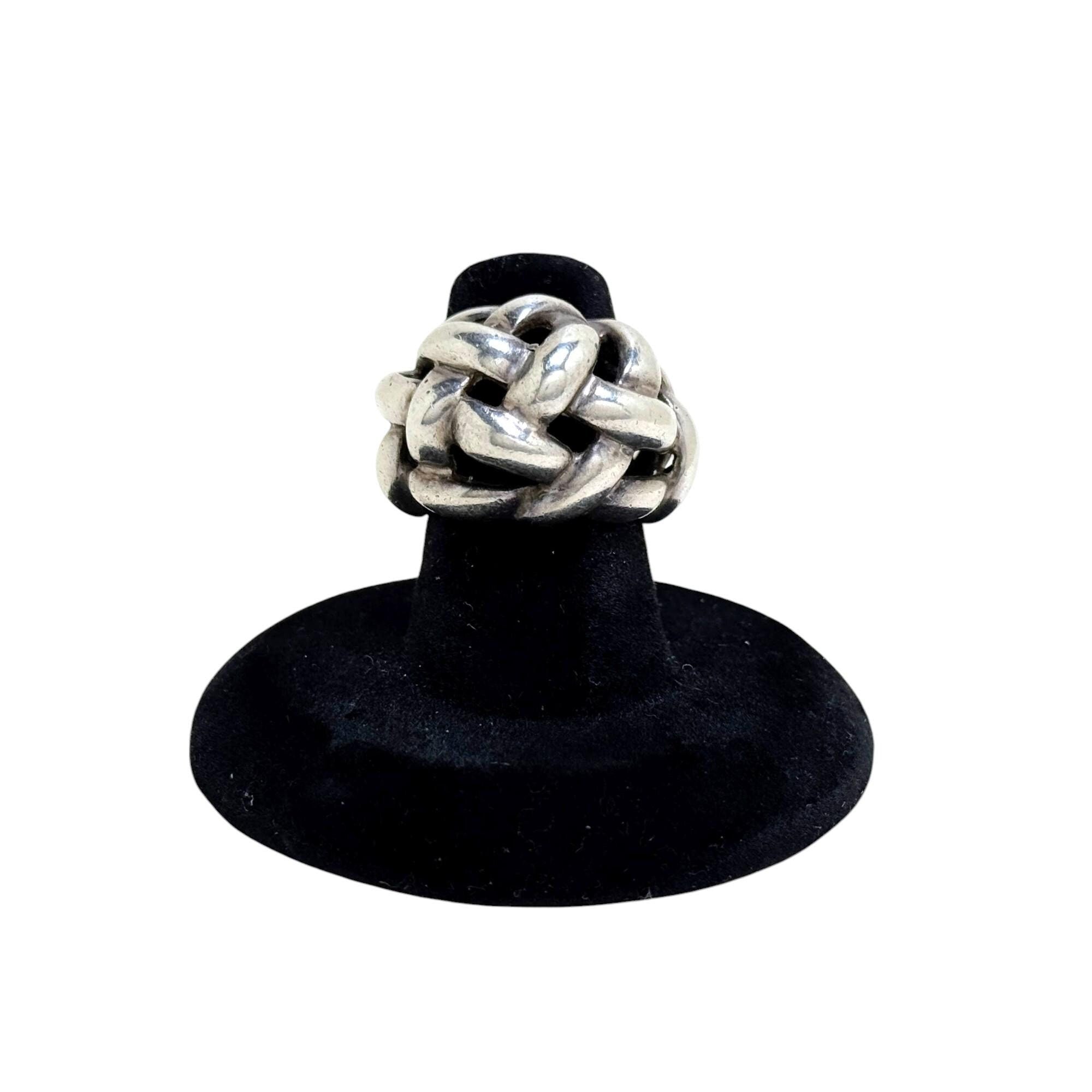 Vintage BRAID Sterling Ring 6 | CHUNKY Woven Silver Ring Size 6 | BIG Chunky Silver         Jewelry | 1990s Woven Silver Ring Size 6