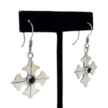 Vintage TAXCO Onyx Earrings | Sterling CROSS Earring | Modernist Silver ONYX Earring | 90s Goth Sterling Jewelry | 1990s Gothic Earrings