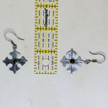 Vintage TAXCO Onyx Earrings | Sterling CROSS Earring | Modernist Silver ONYX Earring | 90s Goth Sterling Jewelry | 1990s Gothic Earrings