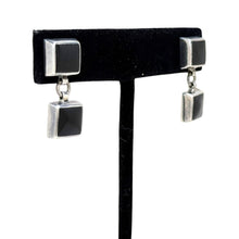 Vintage ONYX Earrings | Chunky Sterling Silver Earrings | 90s Geometric Sterling | Avant Garde Earring | 90s Sterling Vintage Onyx Jewelry