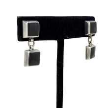 Vintage ONYX Earrings | Chunky Sterling Silver Earrings | 90s Geometric Sterling | Avant Garde Earring | 90s Sterling Vintage Onyx Jewelry