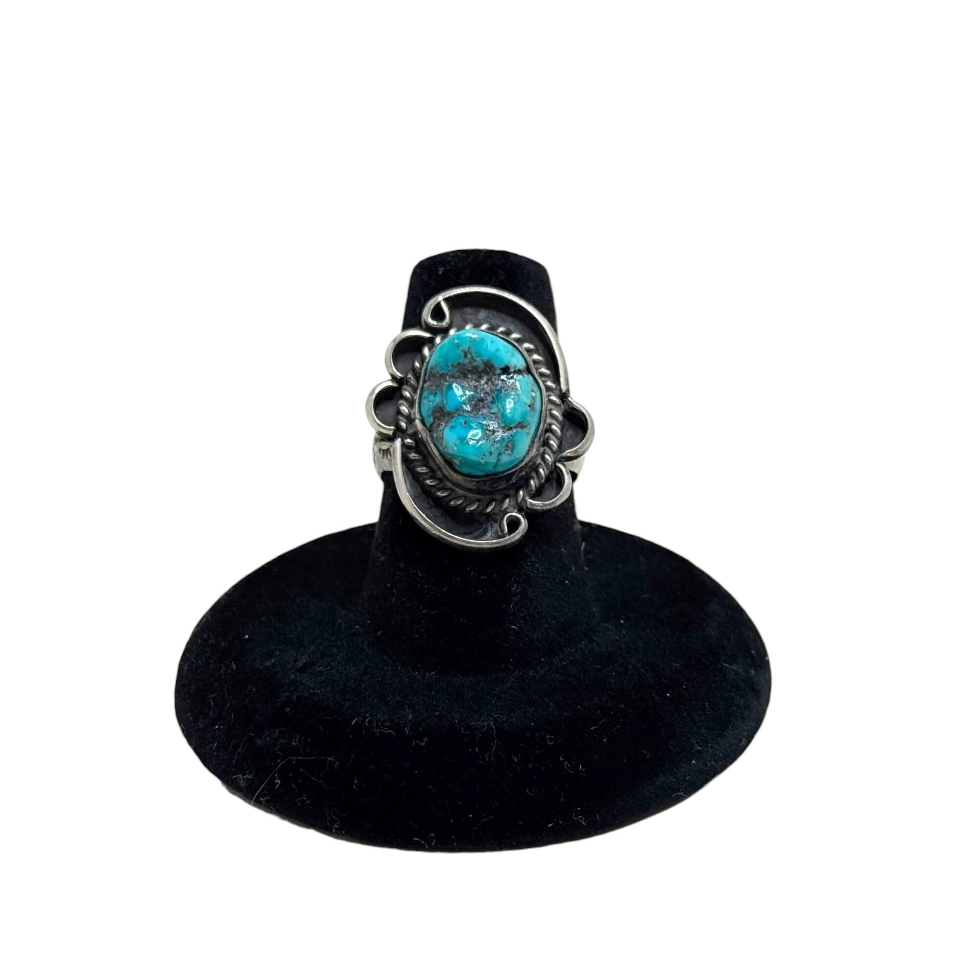 1970s TURQUOISE Ring 6.5 | 70s Native American Jewelry | Turquoise Ring Size 6.5 | Southwestern Ring 6 1/2 | Vintage Turquoise Jewelry