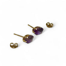 Vintage 14k AMETHYST Gold Studs | Marquis Amethyst GOLD Stud Earring | VINTAGE Prong Amethyst 14 Karat Gold Earring | Vintage Gold Jewelry