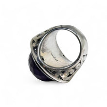 Sterling AMETHYST Ring 6 3/4 | 2000s ORNATE Amethyst Ring Size 6.75 | 90s SILVER Avant Ring Size 6 3/4 | Faceted Amethyst Ring Size 6 3/4