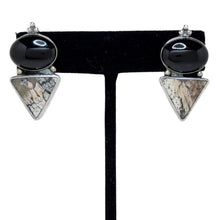 Vintage ONYX Sterling Silver Earring | SIGNED Petrified Wood Earrings | Modern Southwestern Earrings | Exquisite Silver Jewelry