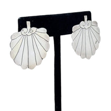 Vintage MODERNIST Fan Earrings | Artist Made ABSTRACT Earrings |  Etched FAN Earring | Avant Garde Sterling Silver | 1990s Silver Jewelry