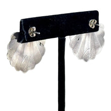 Vintage MODERNIST Fan Earrings | Artist Made ABSTRACT Earrings |  Etched FAN Earring | Avant Garde Sterling Silver | 1990s Silver Jewelry