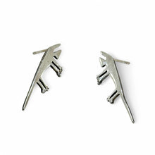 INTERESTING Lizard Earrings | Sterling Silver MODERNIST Reptile Earrings | Vintage Animal Stud Earrings