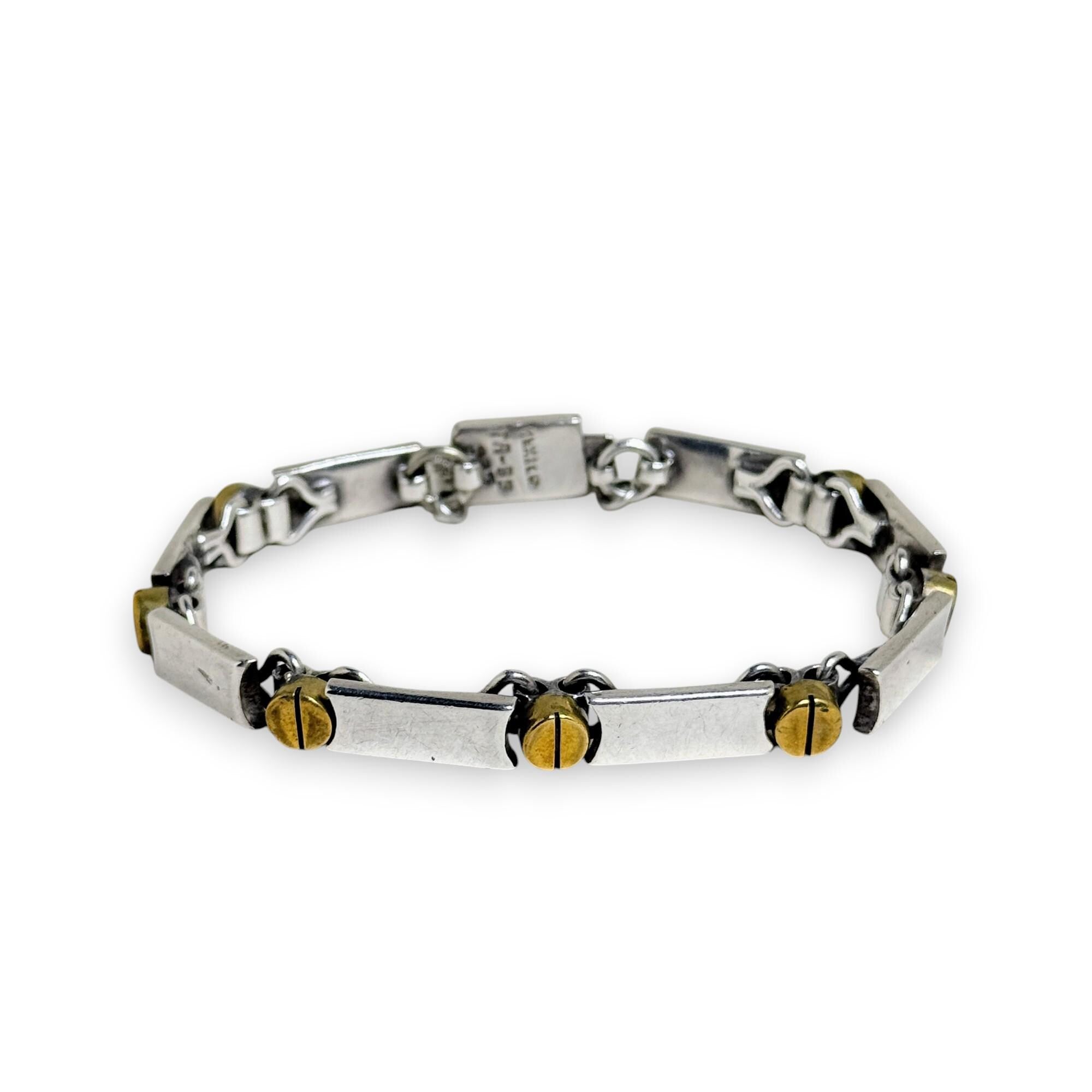Taxco Sterling & Brass Hardware Bracelet