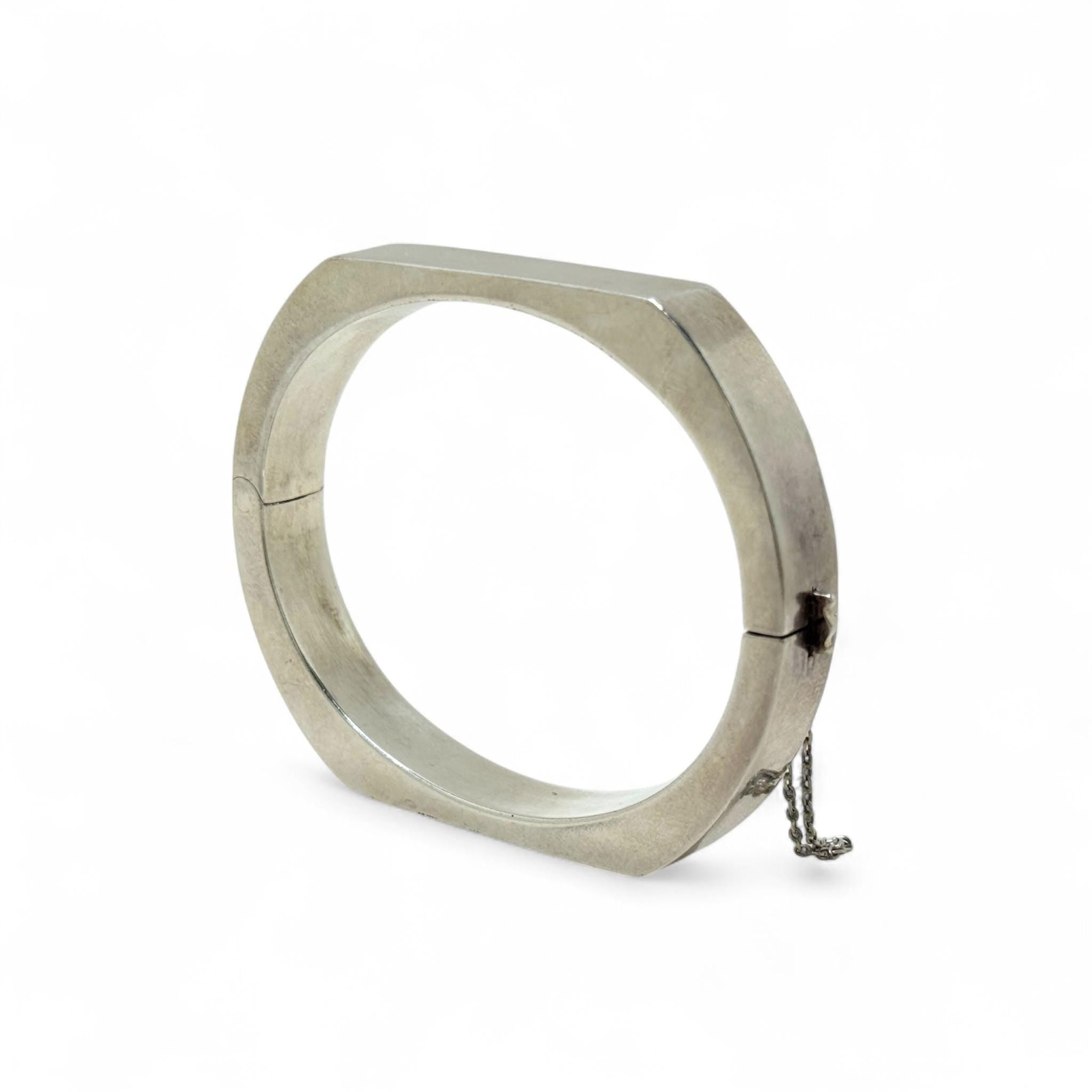 Modernist Sterling SILVER Bracelet | 1990s Silver HINGED Bangle | Modernist Bracelet size 6 3/4 | Geometric Modern Sterling Bracelet