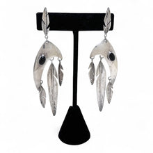 Vintage Native American Onyx Sterling Earring | SIGNED Native American Jewelry | Onyx Sterling Earrings | Dramatic Witchy Biker 925 Jewelry