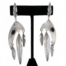 Vintage Native American Onyx Sterling Earring | SIGNED Native American Jewelry | Onyx Sterling Earrings | Dramatic Witchy Biker 925 Jewelry